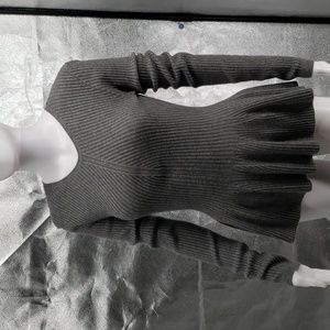 Rebecca Taylor Peplum Style Ribbed Knit Sweater With Blue Contrast Zipper Small